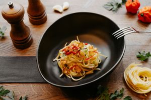 Spaghetti Pasta with fresh olive oil, garlic and chilli. Light, simple and surprisingly complete! at Primo Pasta Amsterdam in Amsterdam