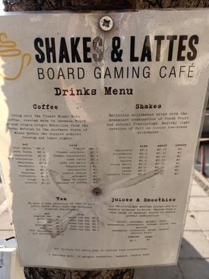 Menu at Shakes And Lattes Boardgaming Cafe in Larnaca