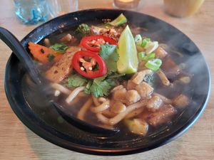 Banh Canh noodle soup at EatHappy Vegan - Rosenhoff in Oslo