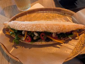 The satay Bahn-Mi - delicious 😋! at EatHappy Vegan - Rosenhoff in Oslo