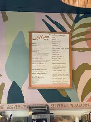 Menu snapshot 1  at WildKind in Honolulu
