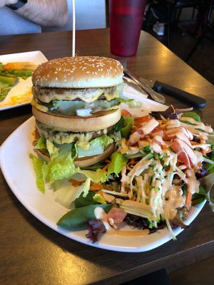 Double Decker Bus Burger at The Happy Hooligans in San Jose