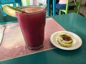 Chicha fermented corn drink at Chirimoya in Salta