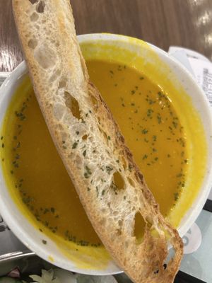 Pumpkin soup!!  at SUN BERNO - Chun Dazhi Store - 光焙若蔬食 春大直門市 in Taipei