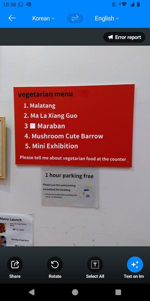 papago translate of chaesik options sign. at Sonogong Maratang 손오공 마라탕 - Incheon Gajeong in Incheon