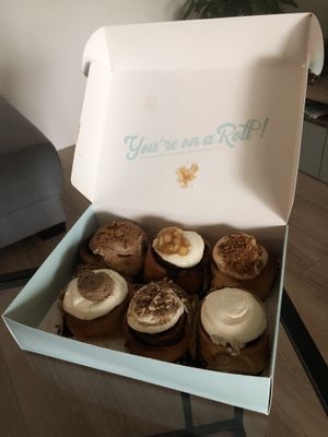 The rolls I got in Amsterdam. (2x biscoff, apple roll, but roll, dough roll, original)  at Have A Roll  in Amsterdam