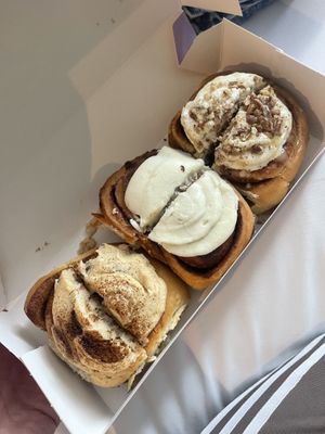 Coffee, plain vanilla icing and caramel pecan   at Have A Roll  in Amsterdam