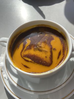 Pumpkin sweet potato soup; tasty  at Café Landtmann in Vienna