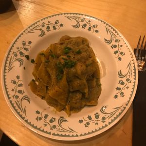 vegan leek pasta at Prosta Pasta Fresca in Krakow