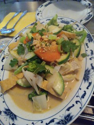 96 Tofu and vegetables with peanuts and soy cheese and coconut milk at HANOI in Mainz