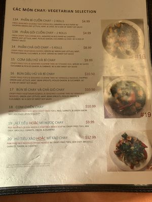 Veg menu at Com Tam Thuan Kieu in Tucson