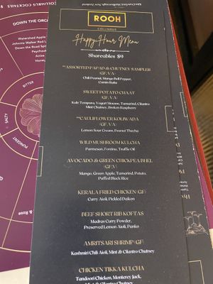 Happy Hour Menu  at Rooh Columbus in Columbus