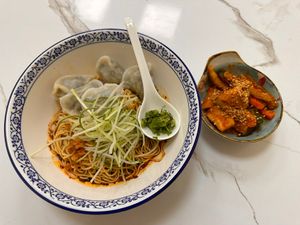 Dumpling Ramen and Archar   at Happy Veg Cafe 乐蔬坊 in Central Singapore