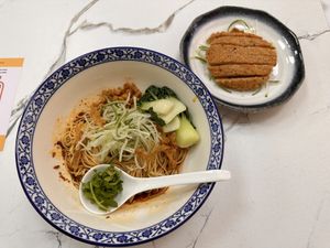 Vegetarian Black Pepper Pork Chop Ramen (Spicy)  at Happy Veg Cafe 乐蔬坊 in Central Singapore