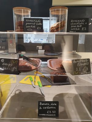 Cake counter at Mandala Café in East London