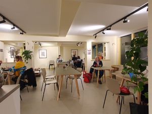 Seating at Mandala Café in East London