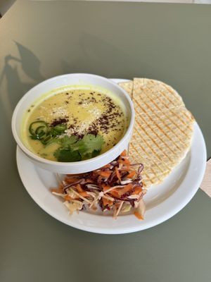 Coconut and lime dahl  at Mandala Café in East London