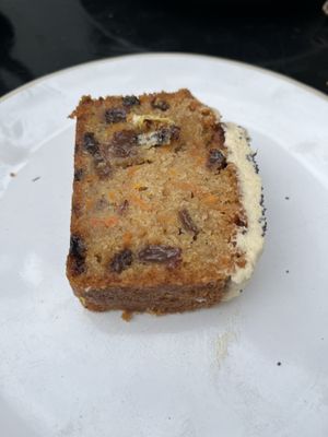 Carrot cake. Has grapes but not too ‘grapey'  at Mandala Café in East London