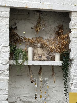 Cool buddha statue  at Mandala Café in East London