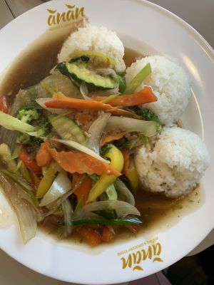 boiled rice with veggies  at Anan Bistro in Bratislava