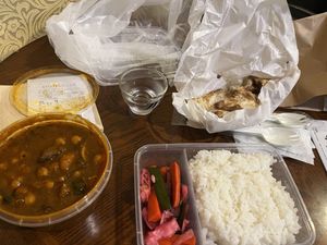 Goa curry with rice & naan, to-go  at Agra - 아그라 in Busan