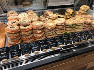 Ready to serve so no wait at La Fabrique De Bagel in Montreal