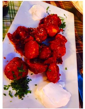 Vegan Hot & Spicy ";Chicken";  at Vienna Restaurant and Historic Inn in Southbridge