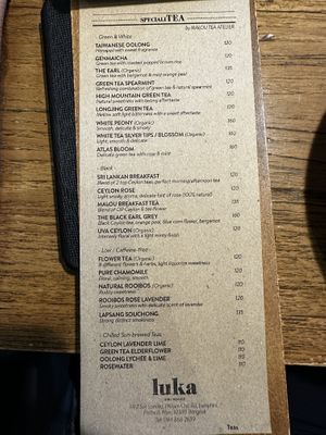 Menu  at Luka - Bangkok in Bangkok