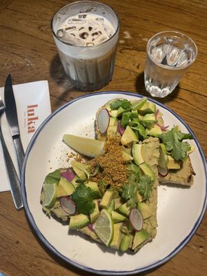  avocado toast and soy milk latte   at Luka - Bangkok in Bangkok