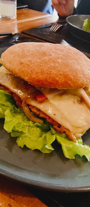 Vegetarian chivito at Comida Naturista Irene's in Colonia Del Sacramento