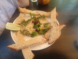 Hummus and Sourdough at Bahia in Dikwella