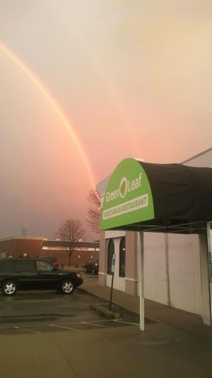 Front view // double rainbow at Green Leaf Vegetarian Restaurant in Richmond