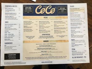 Menu Oct 2023  at Café Coco in Oxford