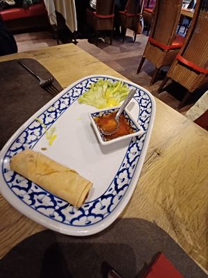 1 vegetarian sping roll left of 4 at Narai Thai  in Bruges