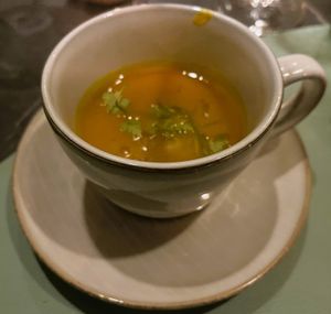 Apero pompoensoepje at Eethuis Lamoen in Landegem