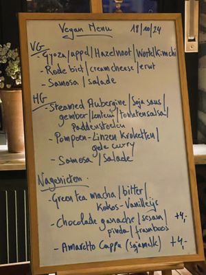 Vegan menu 18 oktober 2024 at Eethuis Lamoen in Landegem