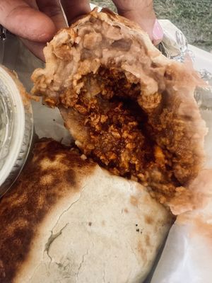 Vegan chorizo breakfast burrito  at La Familia Cafe in Kalamazoo