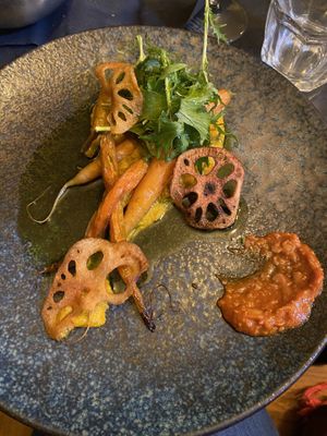 main course: carote confit, radice di loto  at Pierre Sang in Paris