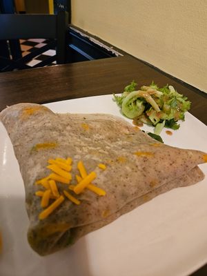 Lili with extra lite vegan cheddar at Paris Creperie in Brookline