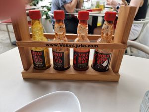 Hot sauces at BEKIND. in Zagreb