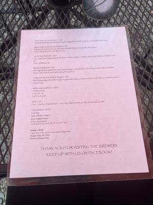 Menu 2  at Bryson City Brewing in Bryson City