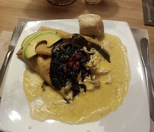 All vegan options are clearly labeled on the menu.   at Crepes & Waffles - Torre 140 in Bogota