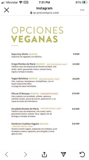 This is the vegan menu.   at Crepes & Waffles - Torre 140 in Bogota
