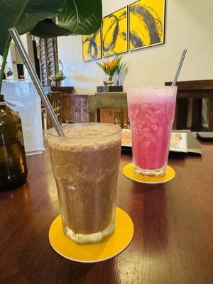 Chocolate milkshake and honeymoon smoothiee  at The Raw Kitchen - The Ranee Boutique Suites Hotel in Kuching