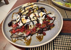 Vegan pancakes.  at The Raw Kitchen - The Ranee Boutique Suites Hotel in Kuching