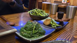 Seaweed salad and edamame at The Kazoku in Longmont