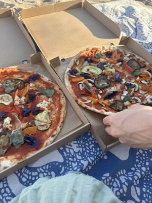 Pizza on the beach!  at Foc Focacceria in Sitges