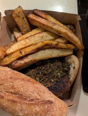 Choripán at Vuena Comida Casera Vegana in Buenos Aires