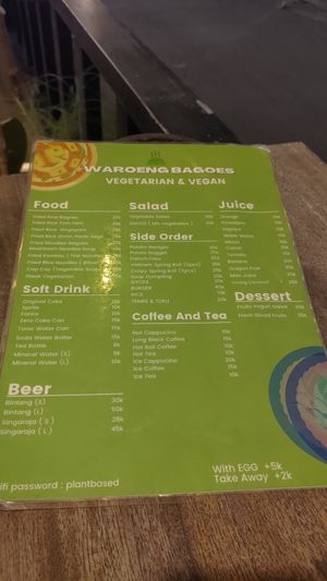 Menu at Waroeng Bagoes in Ubud