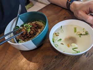 Mushroom noodle soup at Waroeng Bagoes in Ubud